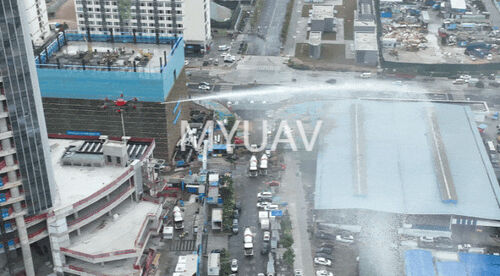 hakkında en son şirket haberleri MYUAV, süper yüksek binalar için yangın söndürme UAV'sının pratik uygulama testini başarıyla tamamladı